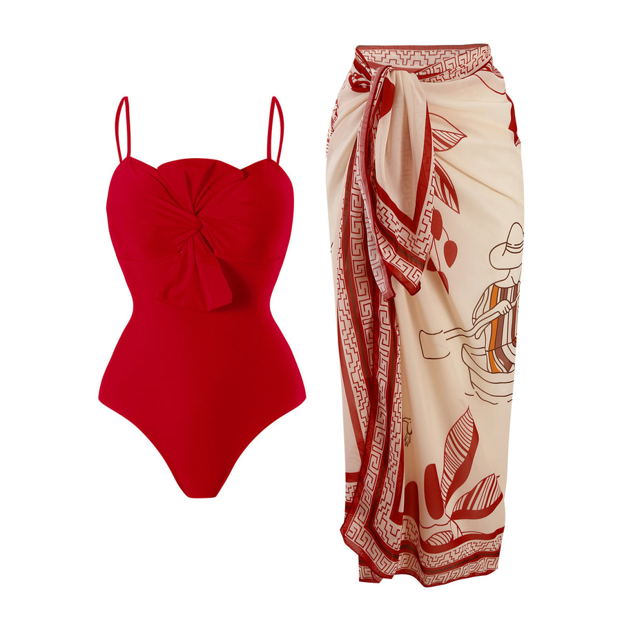 Damen Badeanzug mit elegantem Wickelrock WW