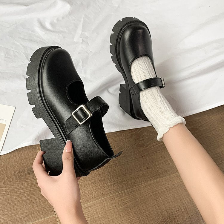 Damen Retro-Mary Jane Schuhe mit stabiler Plateausohle W&W