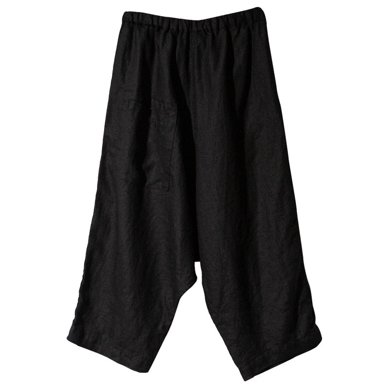 Damen Leinenhose mit weitem Schnitt und elastischem Bund WW