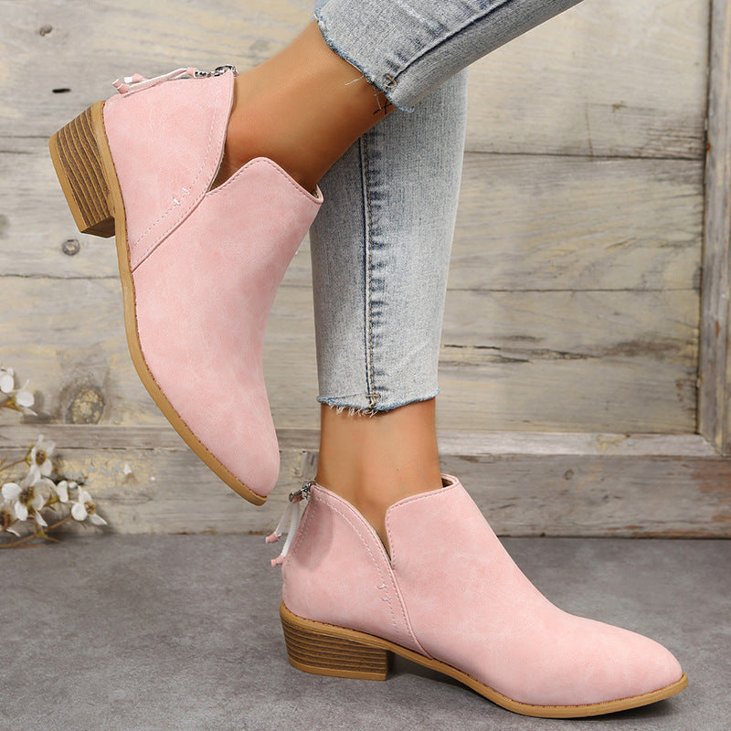 Damen Ankle Boots mit elegantem Reißverschluss und komfortablem Blockabsatz WW