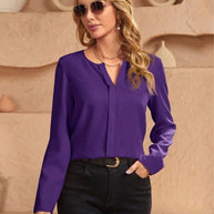 WW | Damen Satinbluse Imitation Seide Shirt