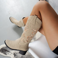 Damen Cowboy-Stiefel mit modischem Stickdesign WW