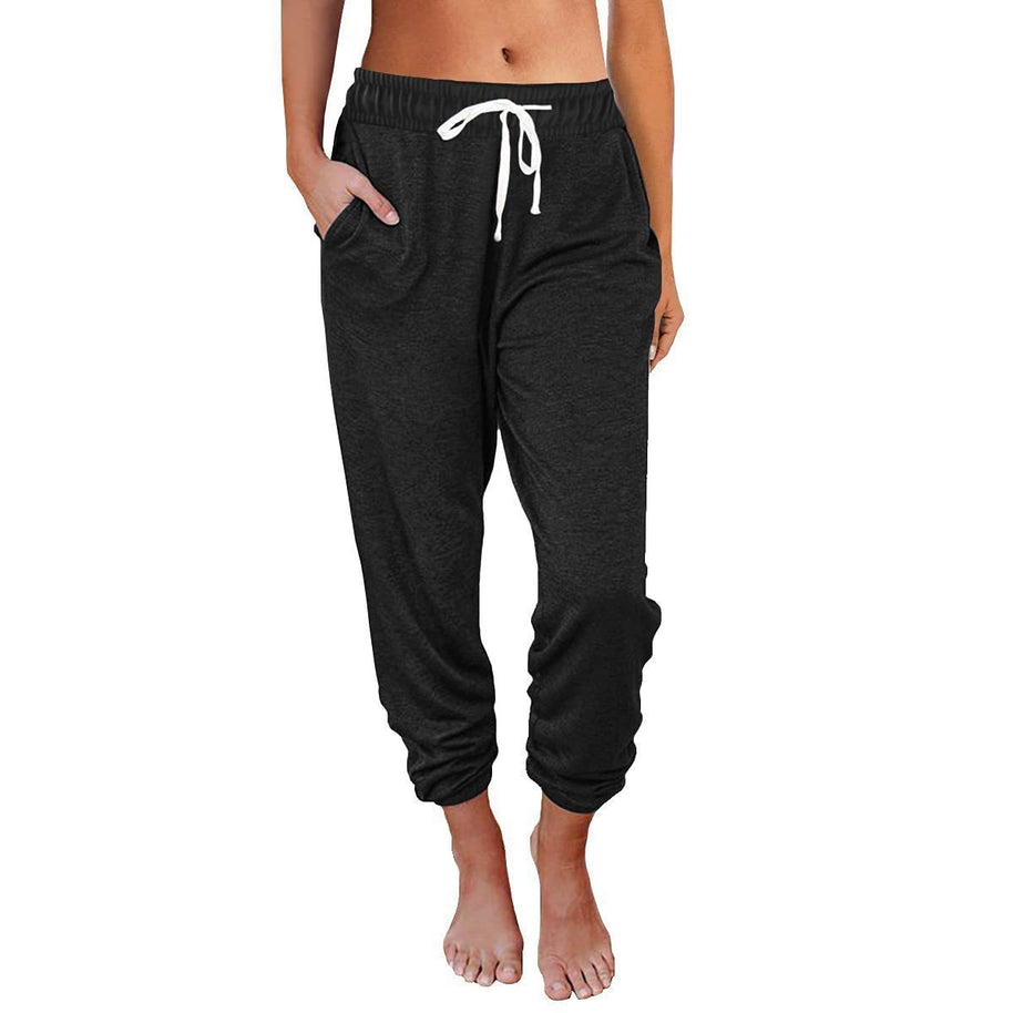 Damen Bequeme und lässige Jogginghose mit elastischem Bund und seitlichen Taschen WW