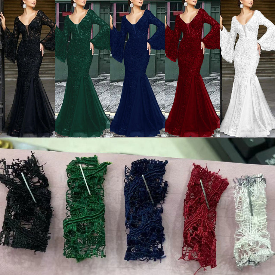 Damen Figurbetontes Abendkleid mit schimmernden Verzierungen und elegantem V-Ausschnitt WW
