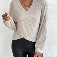 WW | V-Ausschnitt-Crossover-Pullover Für Mühelosen Stil Für Frauen