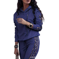 Damen Sportliches Loungewear-Set mit Kapuze und seitlichen Streifen WW