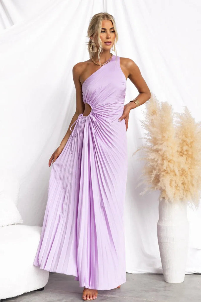 Damen Maxikleid mit raffiniertem Faltenwurf und asymmetrischem Design WW
