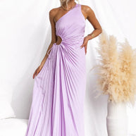 Damen Maxikleid mit raffiniertem Faltenwurf und asymmetrischem Design WW