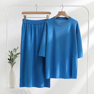 Damen stilvolles Strickset mit lässigem Schnitt und seitlichem Schlitz WW