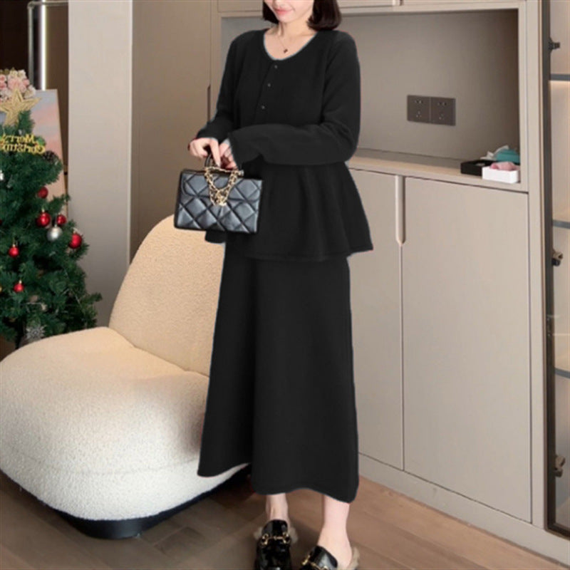 Damen schickes Zweiteiliges Strickensemble mit weich fließendem Design WW