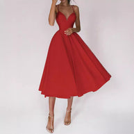 Damen A-Linien Kleid mit V-Ausschnitt und trägerlosem Design WW