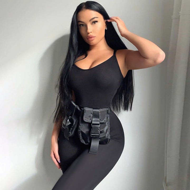 Damen Body mit modischen Taschen und flexiblem Schnitt W&W Mode