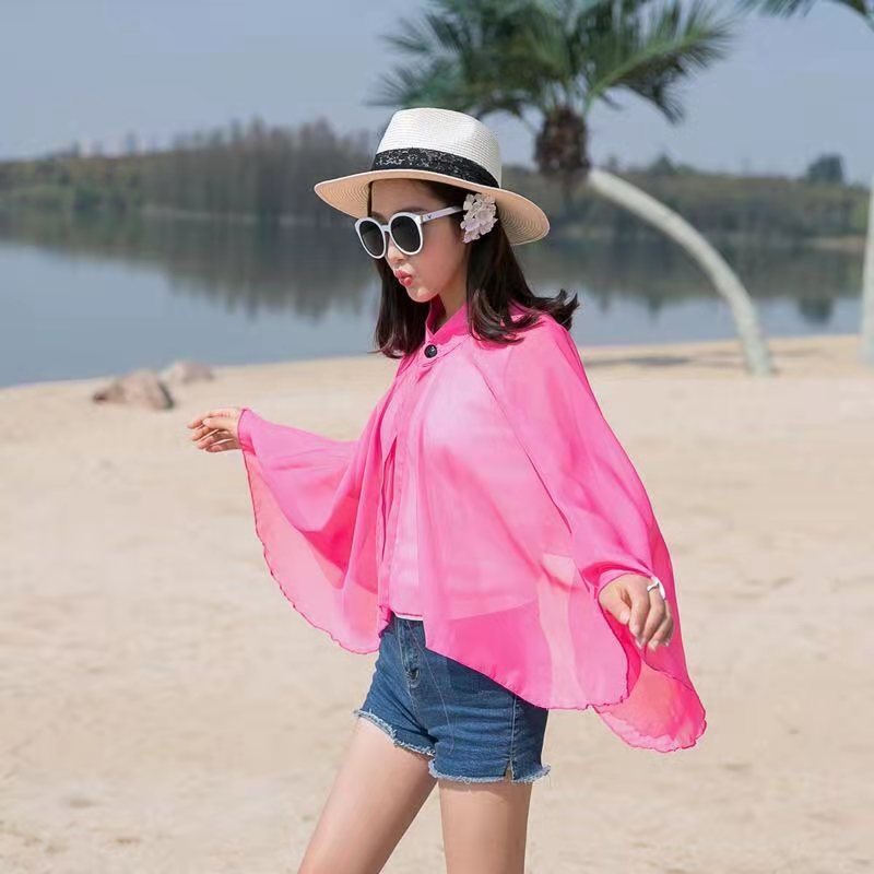 Damen Luftiger Chiffon-Kimono mit weit ausgestellten Ärmeln WW