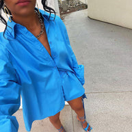 Damen stilvolles oversize Button-Up Hemd WW