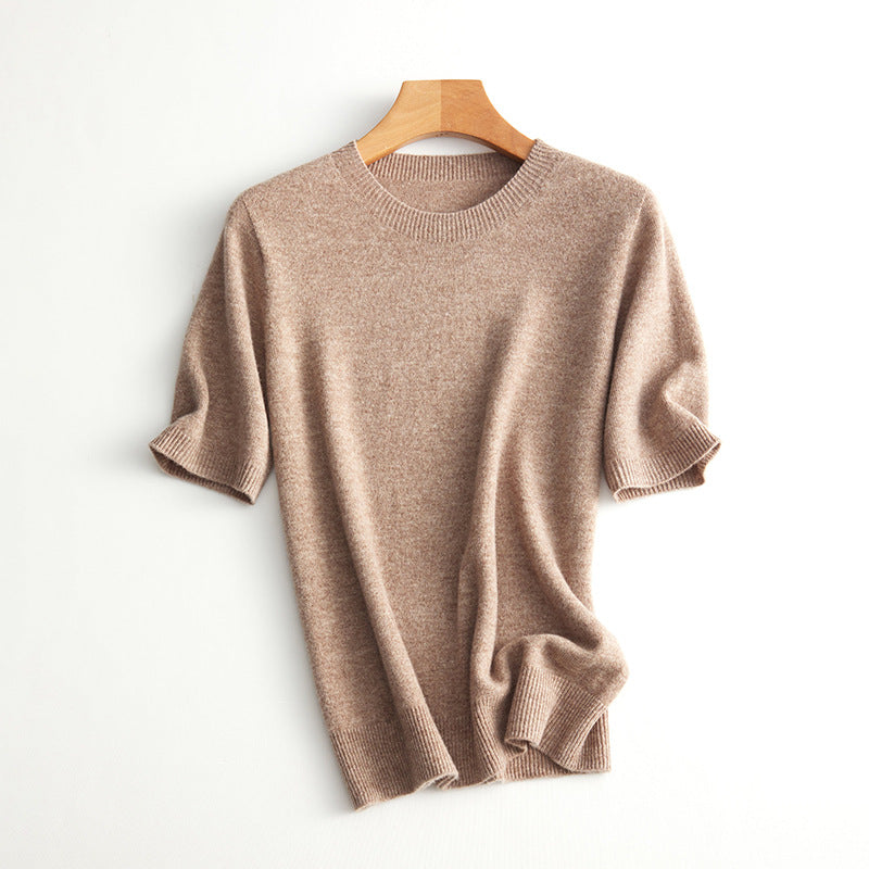 Damen Kurzarm Cashmere-Mix Pullover WW