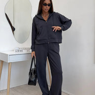 Damen bequemer und eleganter Hoodie mit weiten Hosen WW