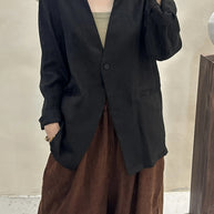 Damen Relaxed Fit Leinen Blazer WW