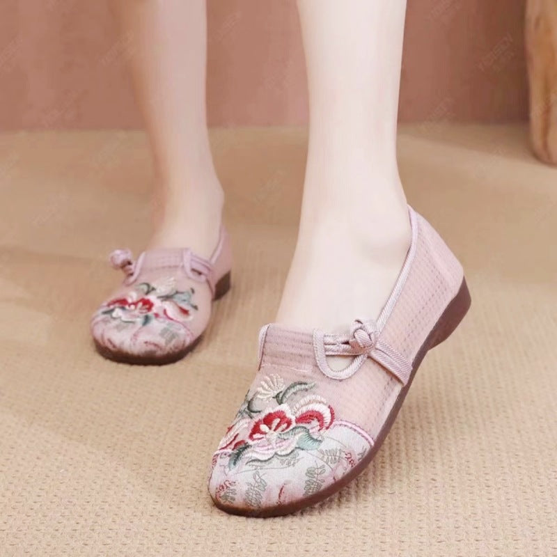 Damen bestickte Ballerina-Schuhe WW