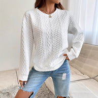 Damen Strickpullover mit strukturierter Oberflächentextur und elegantem Rundhalsausschnitt WW