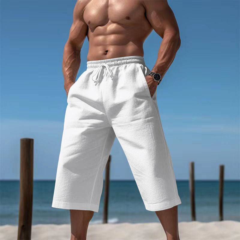 Herren nan lässige knielange Bermuda-Shorts mit elastischem Bund und Tunnelzug W&W Mode