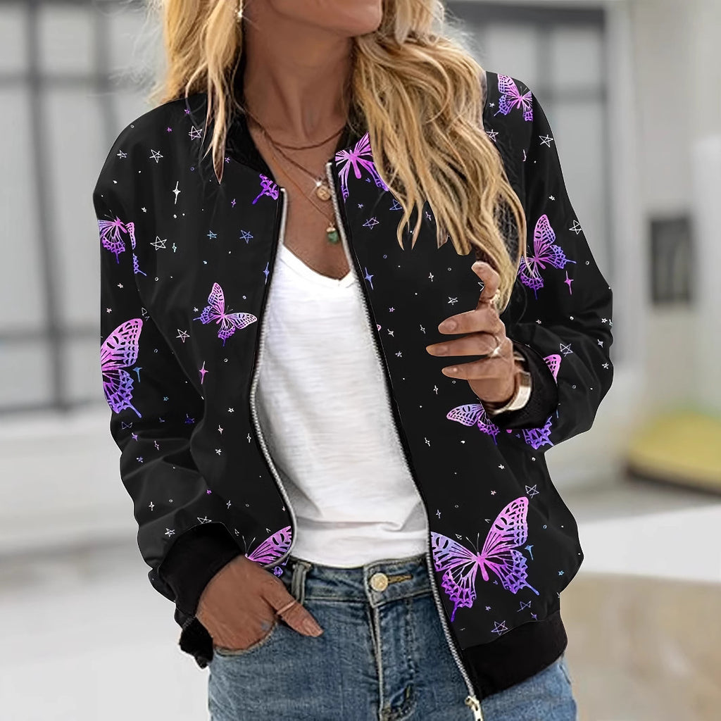 Damen Bomberjacke mit floralen und grafischen Mustern WW