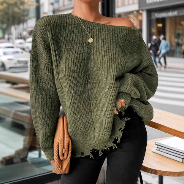 Damen Baumwollpullover mit lässigem Oversized-Schnitt WW