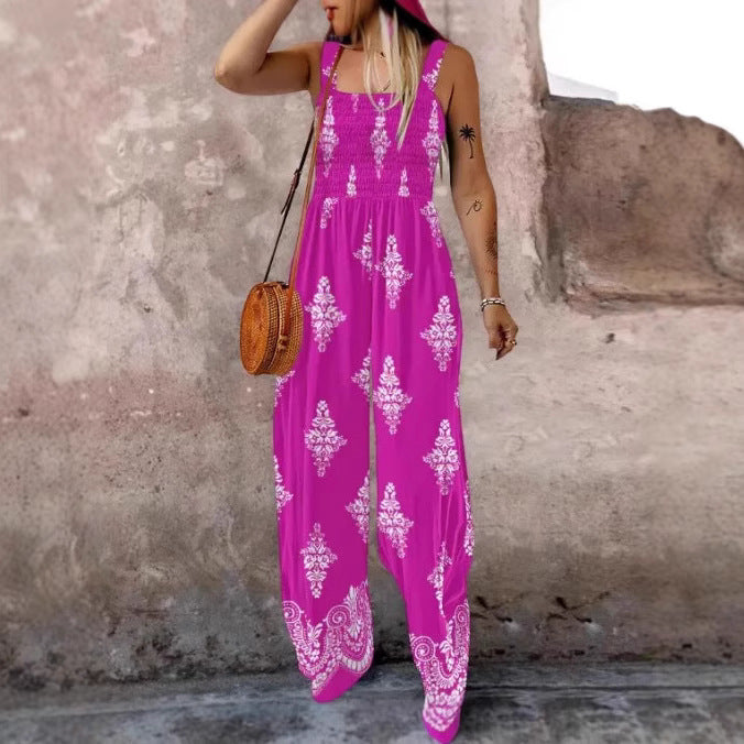 Damen luftiger Jumpsuit mit floralem Design und praktischen Taschen WW