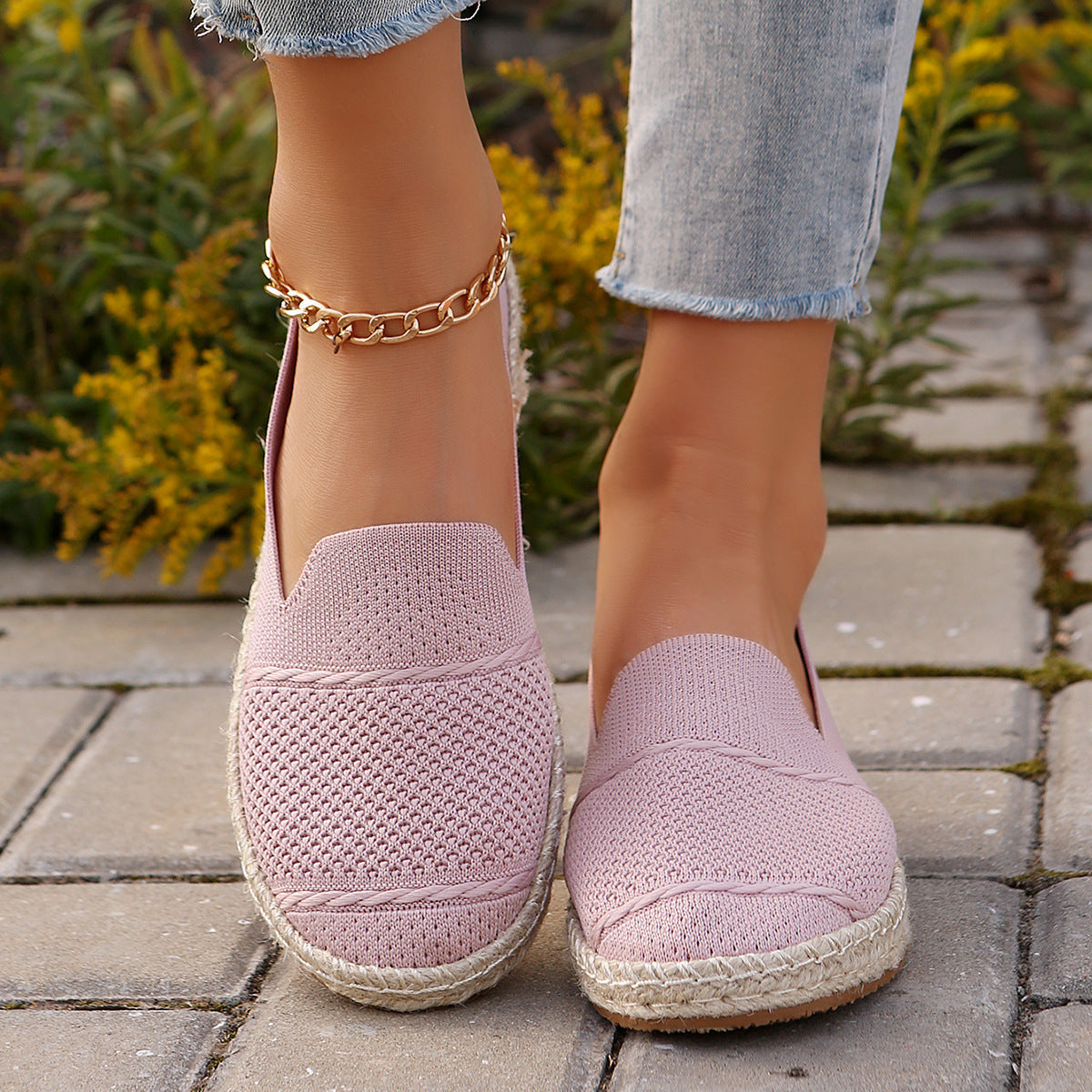 Damen Atmungsaktive Slipper-Espadrilles mit Jute-Details WW