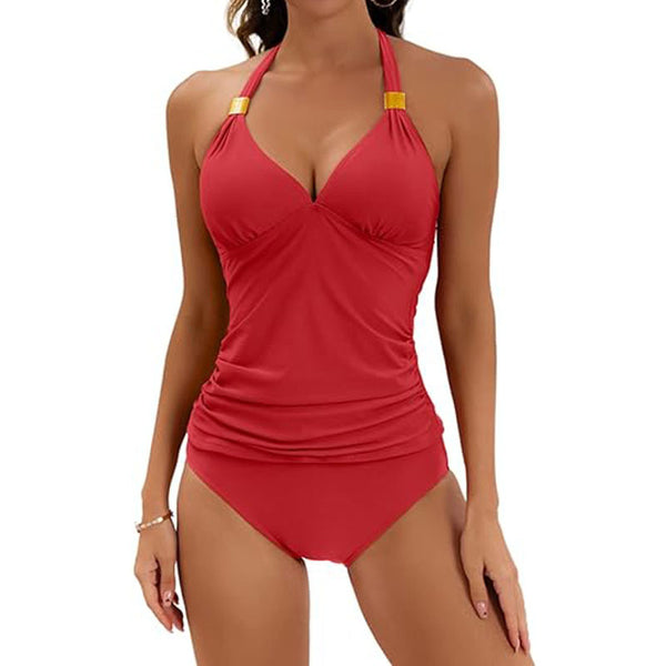 Damen Tankini mit gerafftem Oberteil und hohem Bund WW