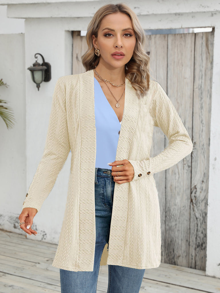 Damen Strickjacke mit strukturiertem Design und Knopfdetails WW