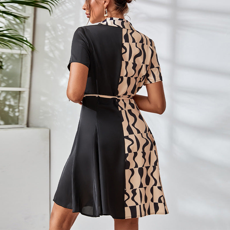 Damen Hemdkleid mit modernem Mustermix und taillierbarem Gürtel W&W Mode