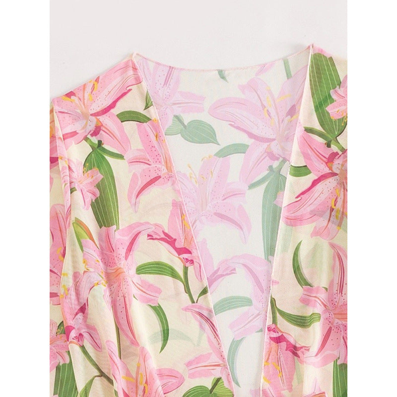 Damen Strandkleid mit floralem Muster und lässigem Schnitt WW