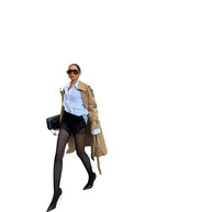 Damen stilvolle Trenchcoat mit praktischen Taschen und Gürtel WW