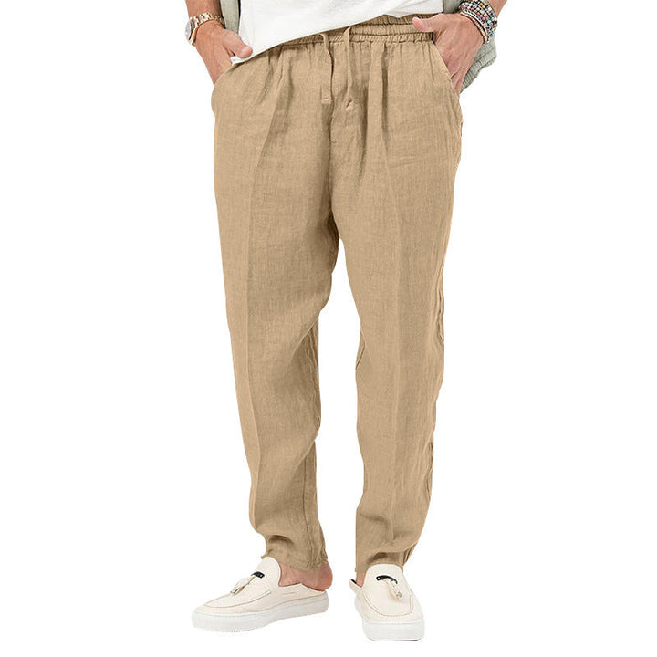 Herren Leichte Leinenhose mit elastischem Bund und praktischen Eingrifftaschen W&W Mode