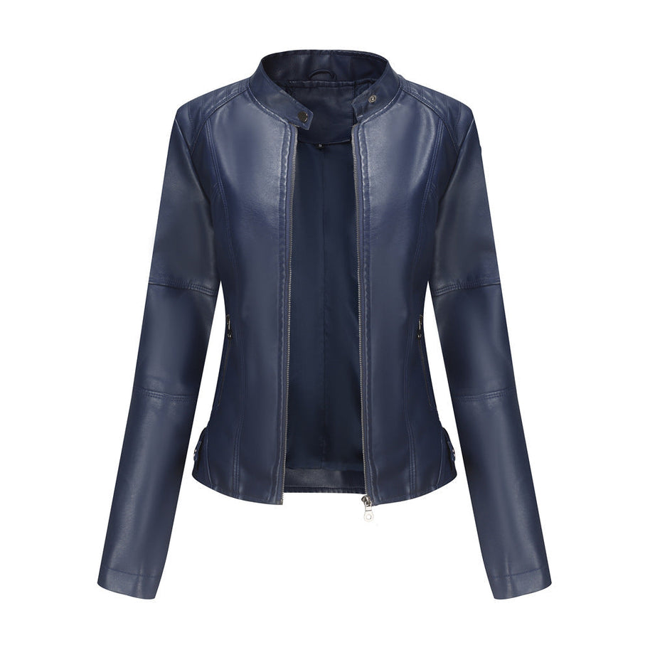 WW - Damen schlichte Kunstlederjacke für einen kantigen Look