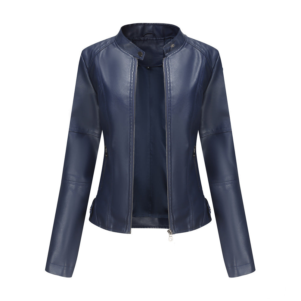 WW - Damen schlichte Kunstlederjacke für einen kantigen Look