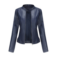 WW - Damen schlichte Kunstlederjacke für einen kantigen Look