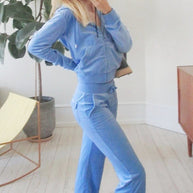 Damen Sportlicher Fleece-Loungewear-Anzug mit Kapuze WW