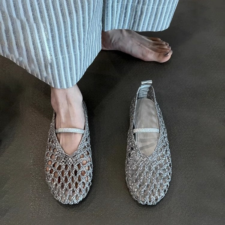 Damen Stilvolle Gewebte Slipper WW