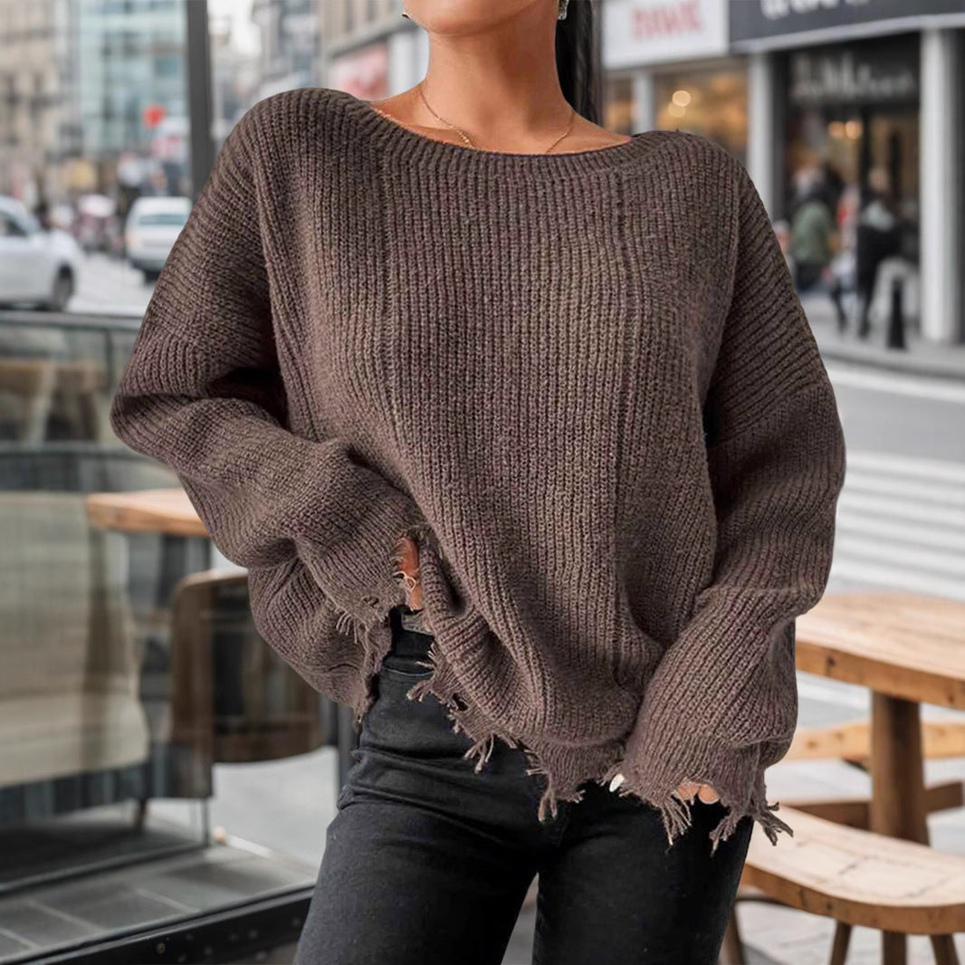 Damen Baumwollpullover mit lässigem Oversized-Schnitt WW