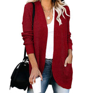 Damen Strickjacke mit offenen Vorderseite und Taschen WW