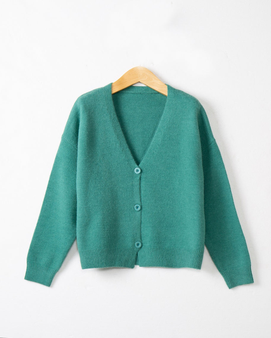Damen Strickjacke mit V-Ausschnitt und Knopfdetails WW