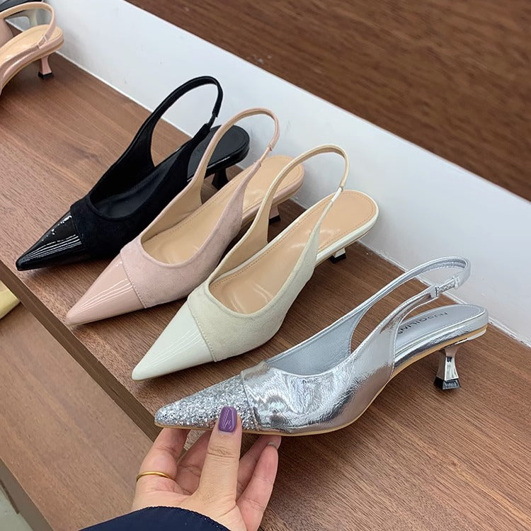 Damen Slingback Pumps mit eleganter Kantenverarbeitung und spitzem Fußbett WW