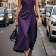 Damen Elegantes Kleid mit hohem Schlitz und tailliertem Schnitt WW