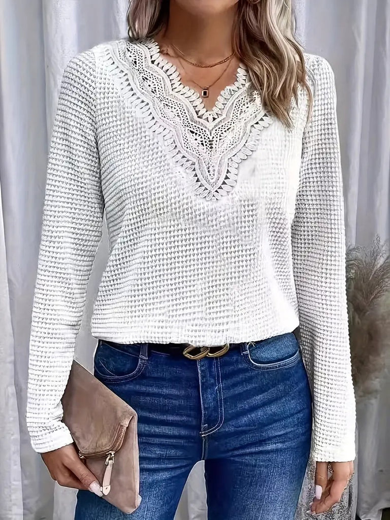 Damen Langarmshirt mit Spitzenapplikationen WW