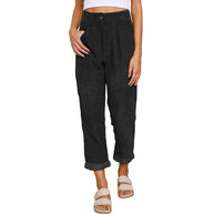 Damen Bequeme und elegante Hochtaillierte Hose mit feinem Rippmuster WW