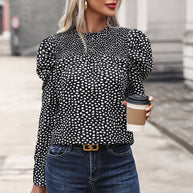 Damen Bluse mit Puffärmeln und modernem Herzmotiv WW