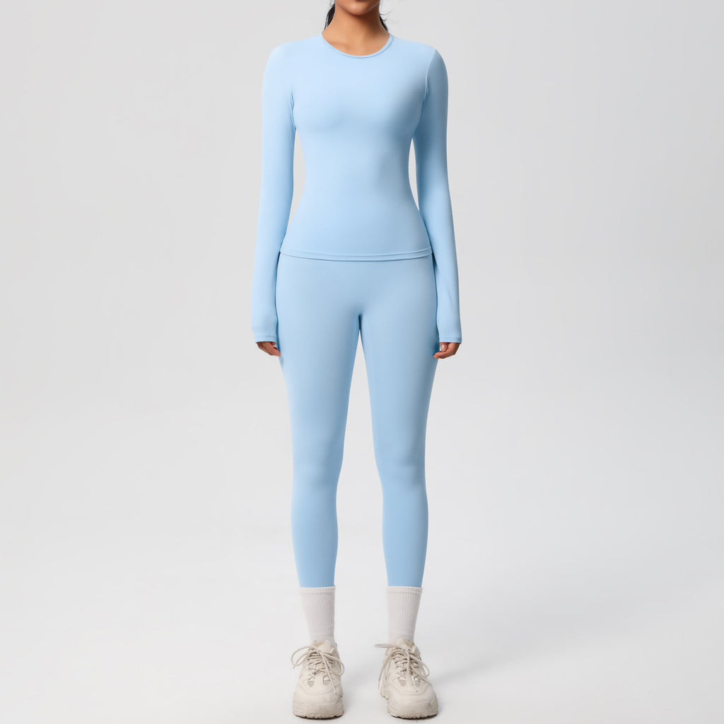 Damen Figurformendes Langarm-Top und Hochbundige Leggings Set WW