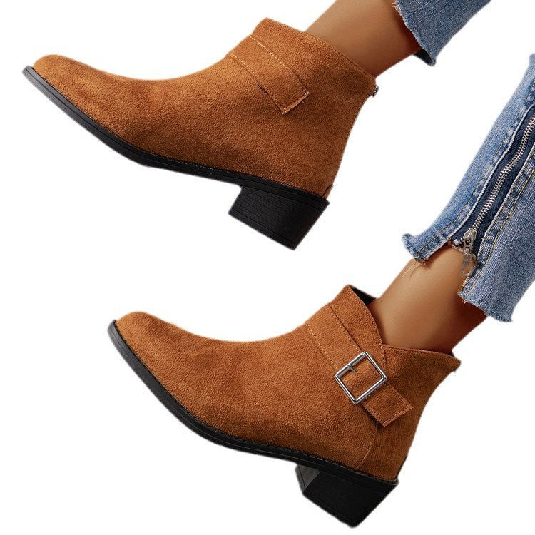 Damen Stiefeletten mit modischem Schnallen-Detail und komfortablem Blockabsatz WW