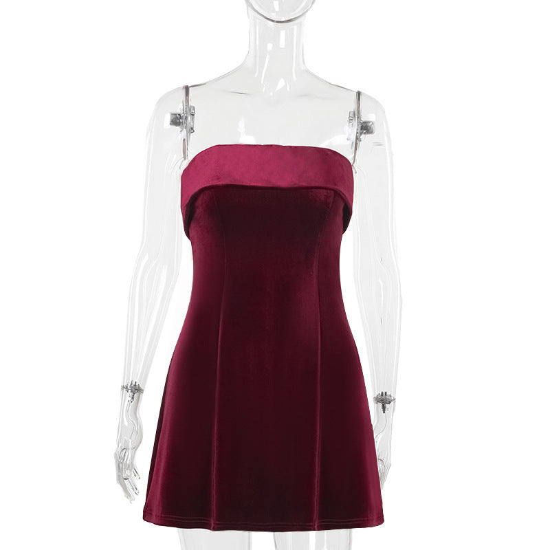 Damen Bustier Minikleid aus weichem Samt W&W Mode